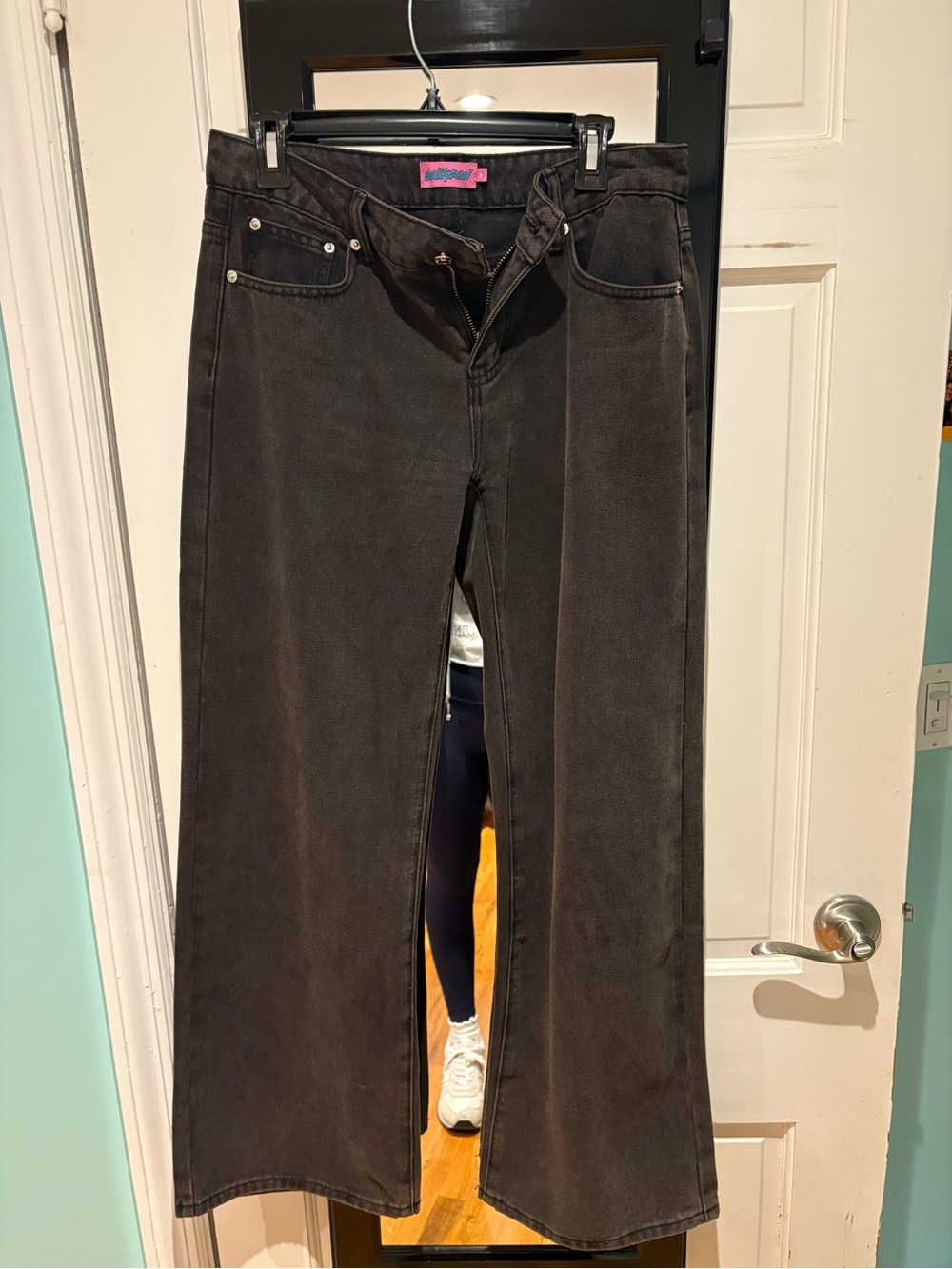Edikted Wide-Leg Jeans in Faded Black